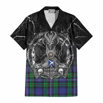 Donnachaidh Tartan Crest Cotton Hawaiian Shirt Celtic Odin's Raven Legacy