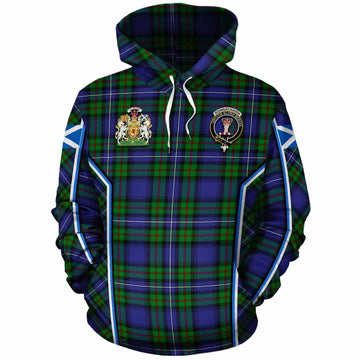 Donnachaidh Tartan Crest Cotton Hoodie Scotland Coat of Arm Flag Style