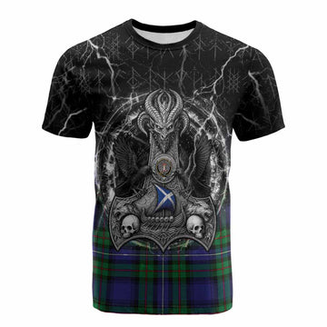Donnachaidh Tartan Crest Cotton T-shirt Celtic Odin's Raven Legacy