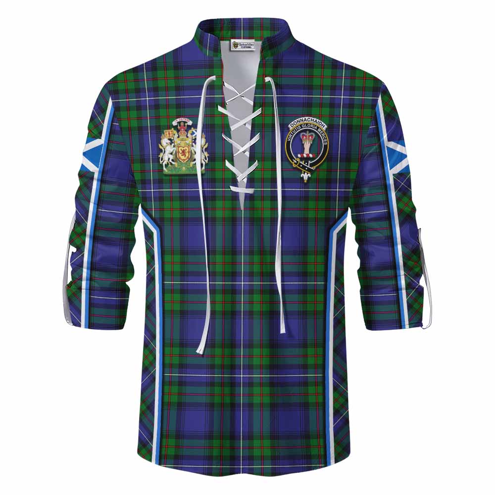 Donnachaidh Tartan Crest Ghillie Kilt Shirt Scotland Coat of Arm Flag Style - Tartan Vibes Clothing