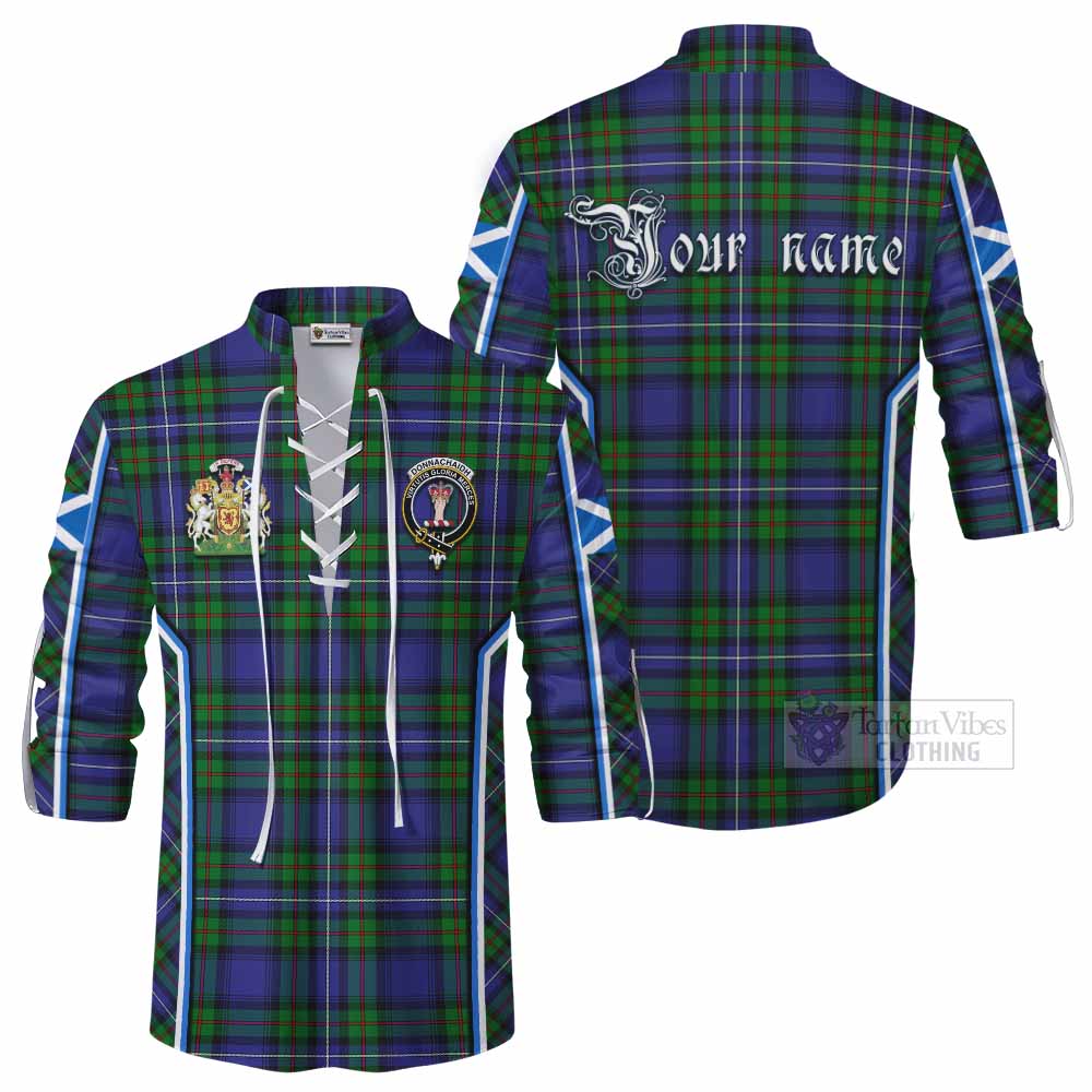 Donnachaidh Tartan Crest Ghillie Kilt Shirt Scotland Coat of Arm Flag Style - Tartan Vibes Clothing