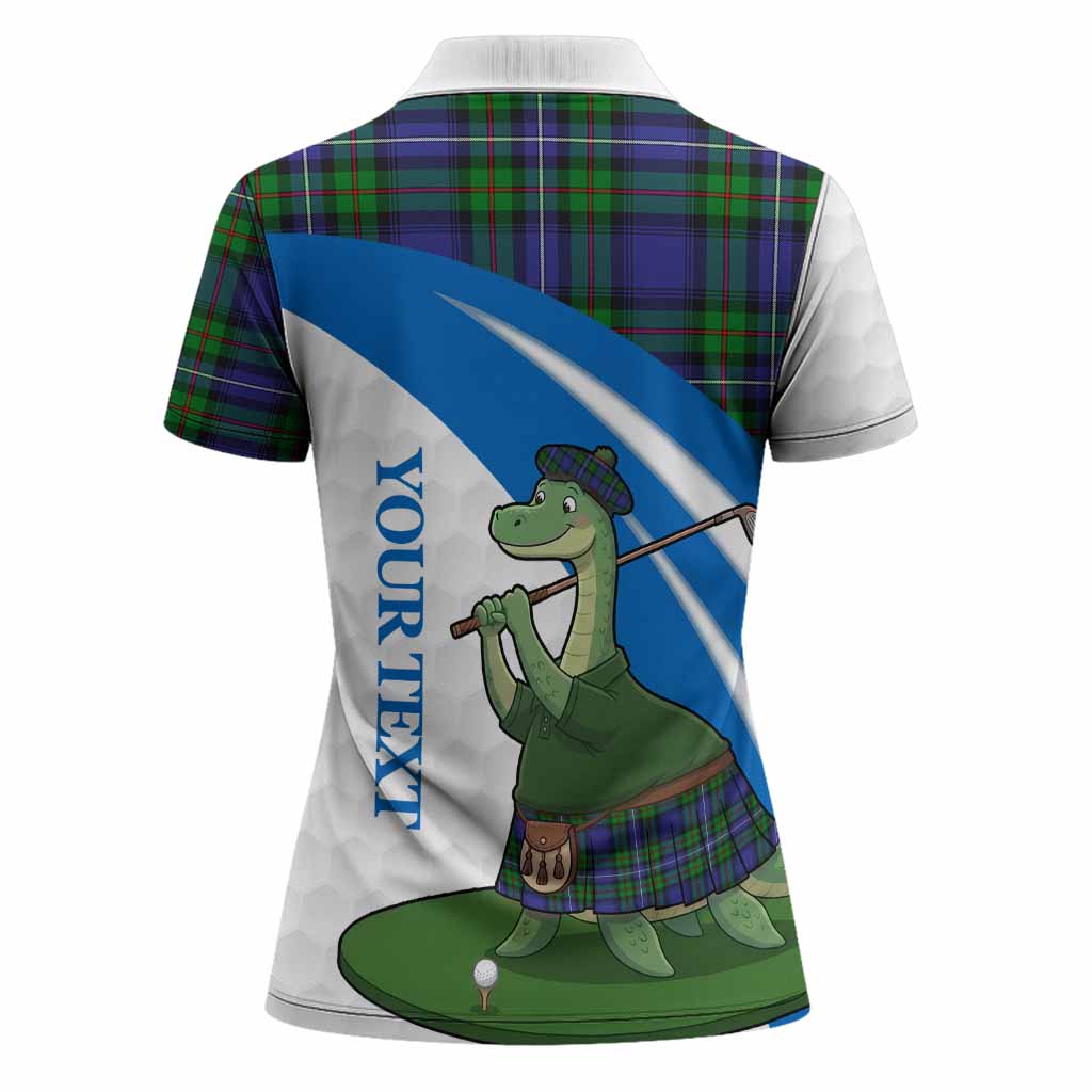 Donnachaidh Tartan Crest Golf Nessie Women Polo Shirt Loch Ness Monster Sporty Style