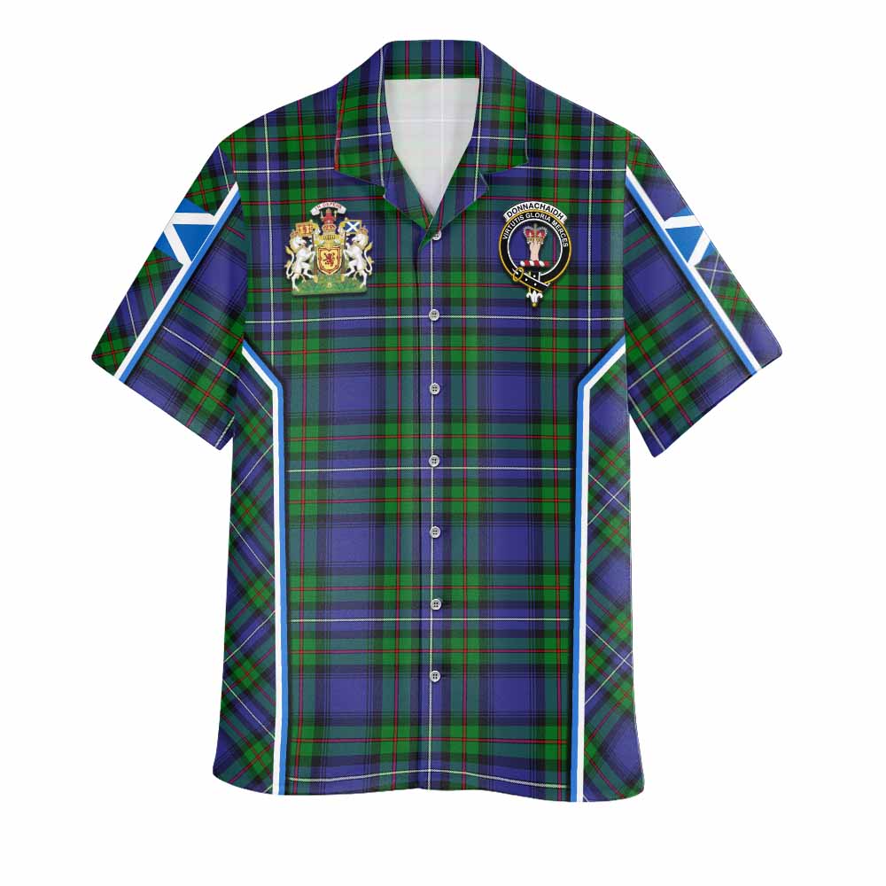 Donnachaidh Tartan Crest Hawaiian Shirt Scotland Coat of Arm Flag Style - Tartan Vibes Clothing