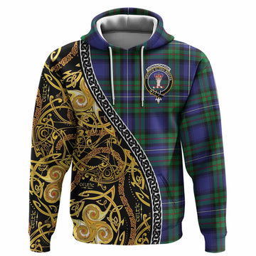 Donnachaidh Tartan Crest Hoodie Celtic Knot and Triple Trickle Spiral Symbols