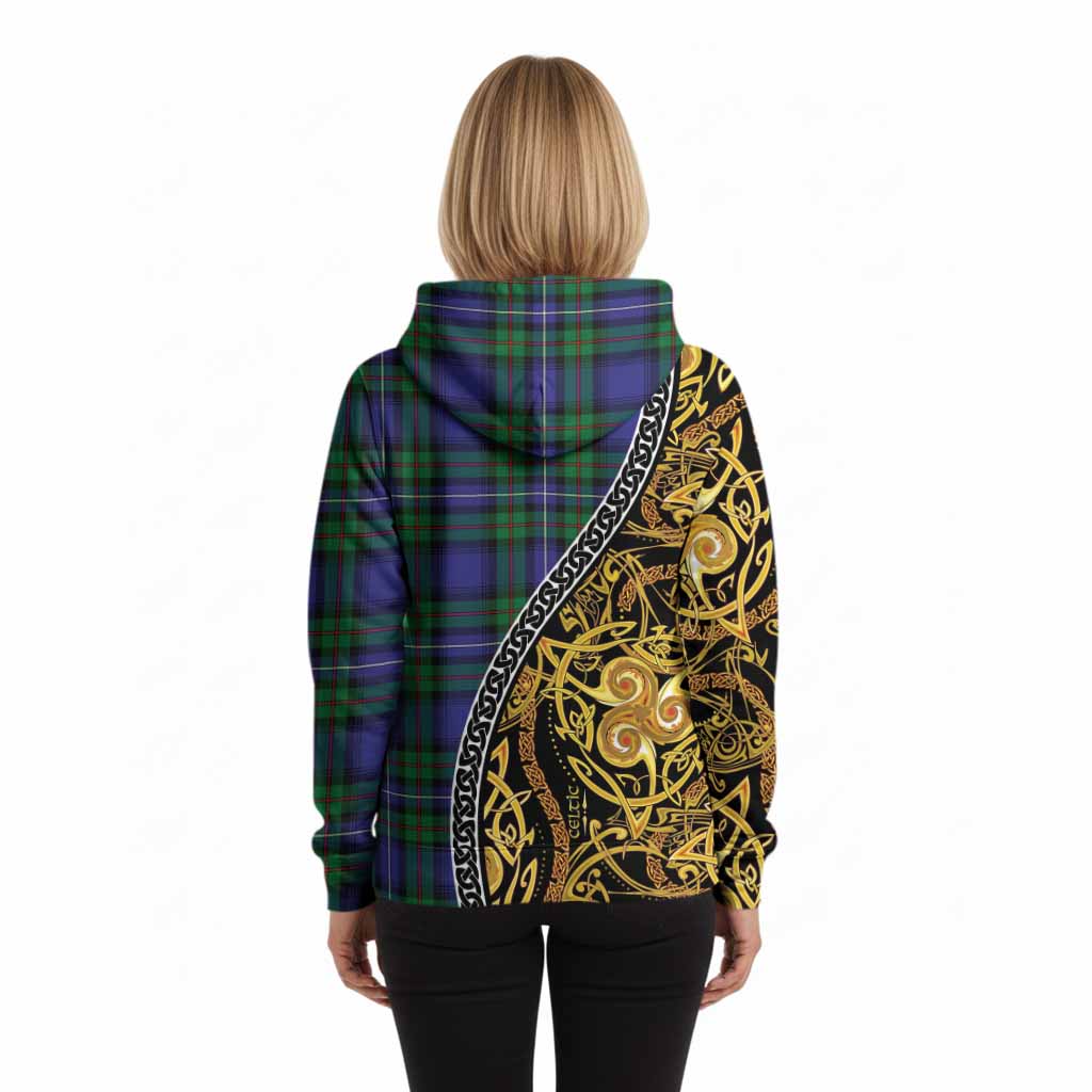 Donnachaidh Tartan Crest Hoodie Celtic Knot and Triple Trickle Spiral Symbols
