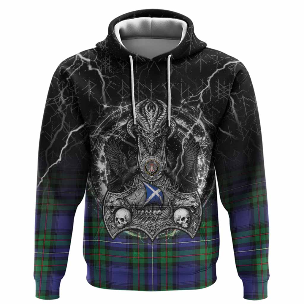 Donnachaidh Tartan Crest Hoodie Celtic Odin's Raven Legacy