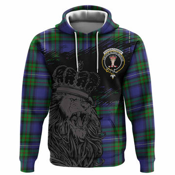 Donnachaidh Tartan Crest Hoodie Crowned Lion Heritage Style