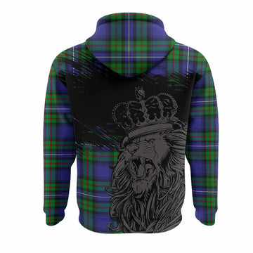 Donnachaidh Tartan Crest Hoodie Crowned Lion Heritage Style