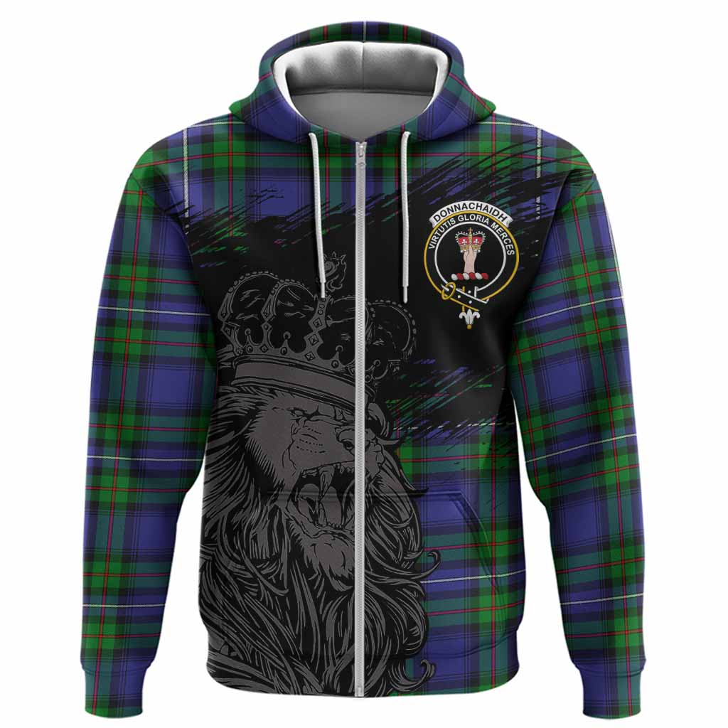 Donnachaidh Tartan Crest Hoodie Crowned Lion Heritage Style