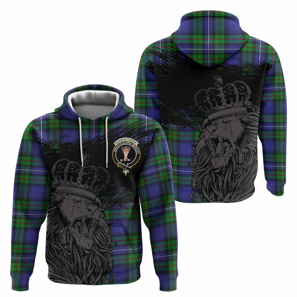 Donnachaidh Tartan Crest Hoodie Crowned Lion Heritage Style