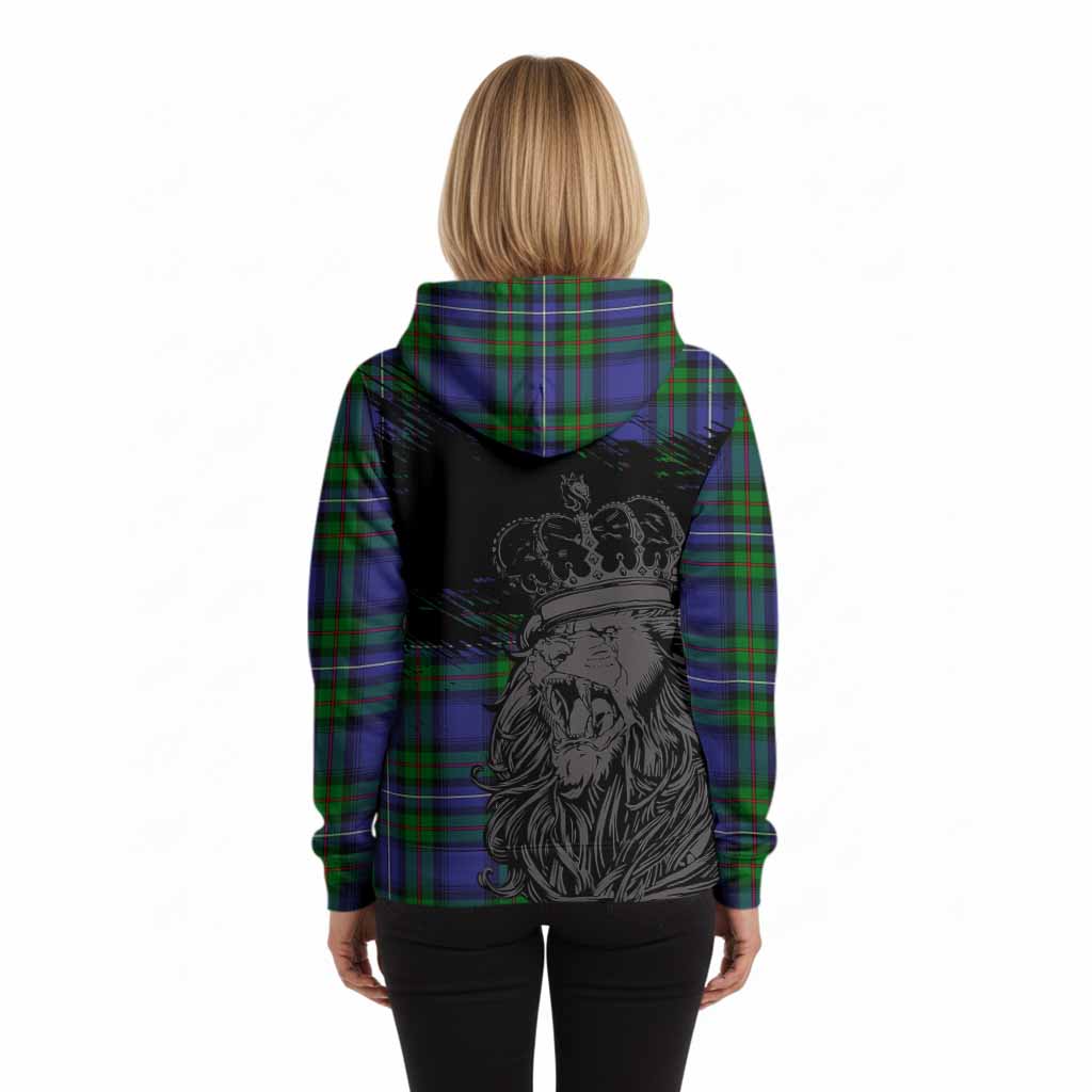 Donnachaidh Tartan Crest Hoodie Crowned Lion Heritage Style