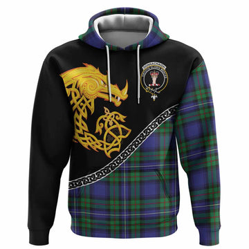 Donnachaidh Tartan Crest Hoodie Legendary Dragon Knot Half Style