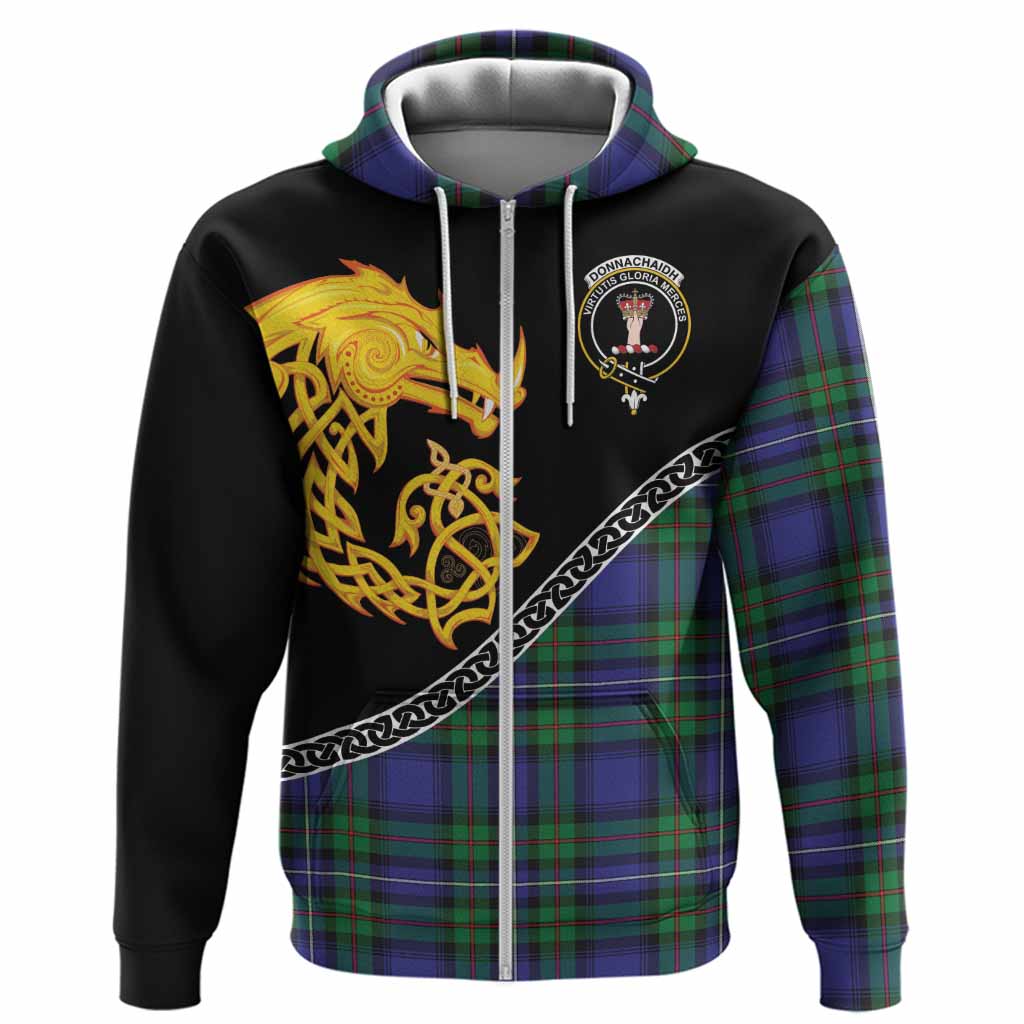 Donnachaidh Tartan Crest Hoodie Legendary Dragon Knot Half Style