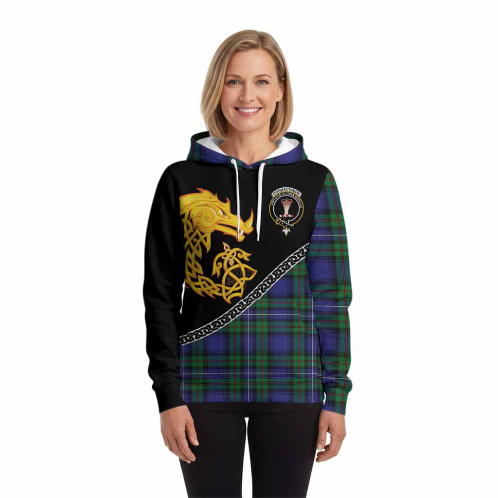 Donnachaidh Tartan Crest Hoodie Legendary Dragon Knot Half Style