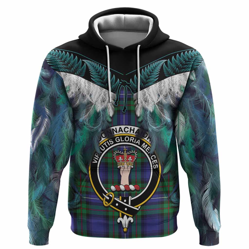 Donnachaidh Tartan Crest Hoodie New Zealand Maori Korowai Cloak