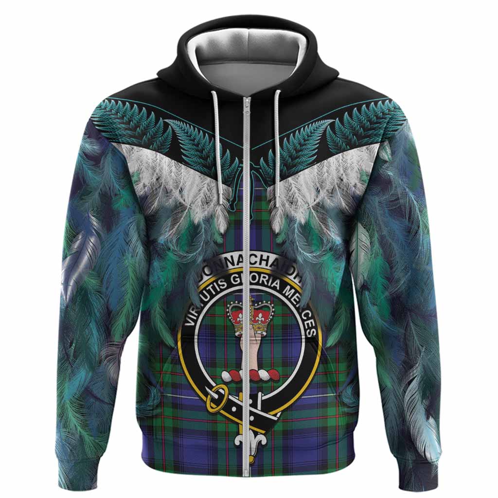 Donnachaidh Tartan Crest Hoodie New Zealand Maori Korowai Cloak