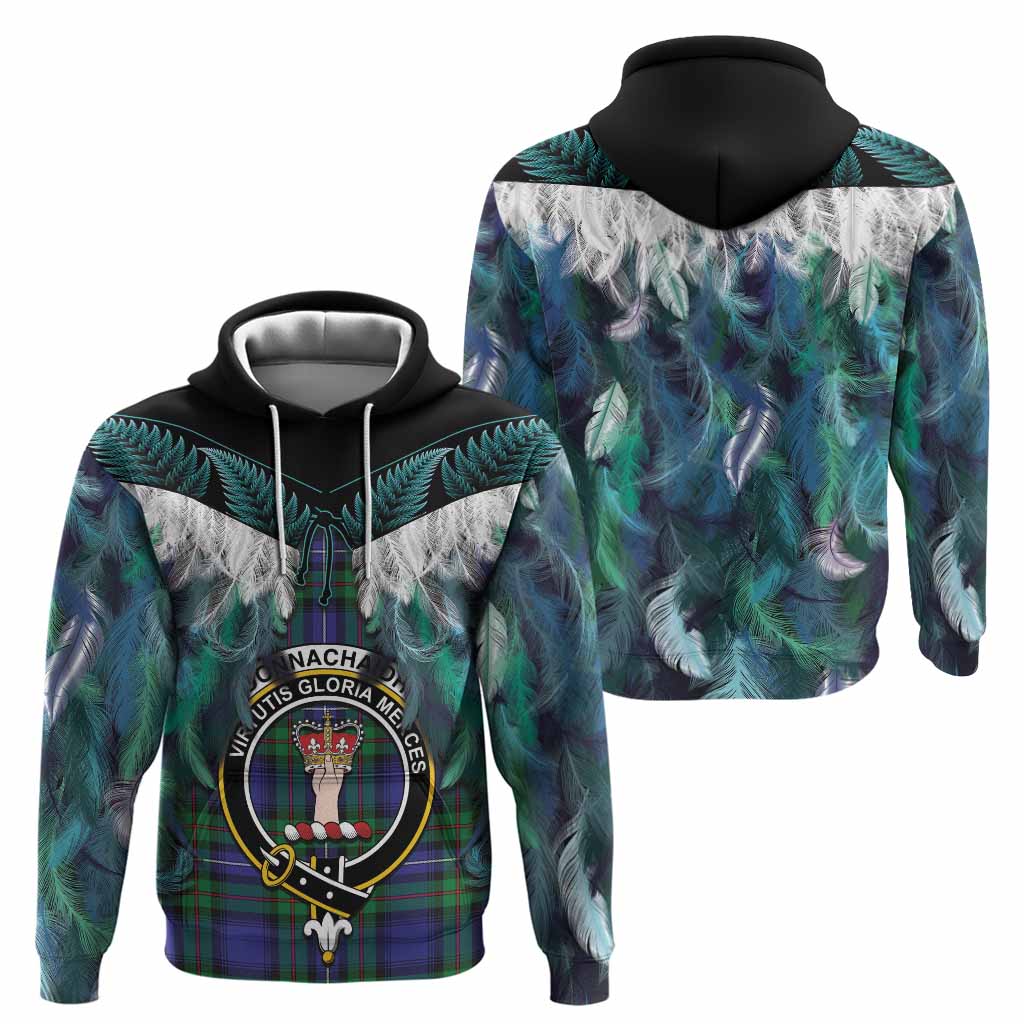 Donnachaidh Tartan Crest Hoodie New Zealand Maori Korowai Cloak