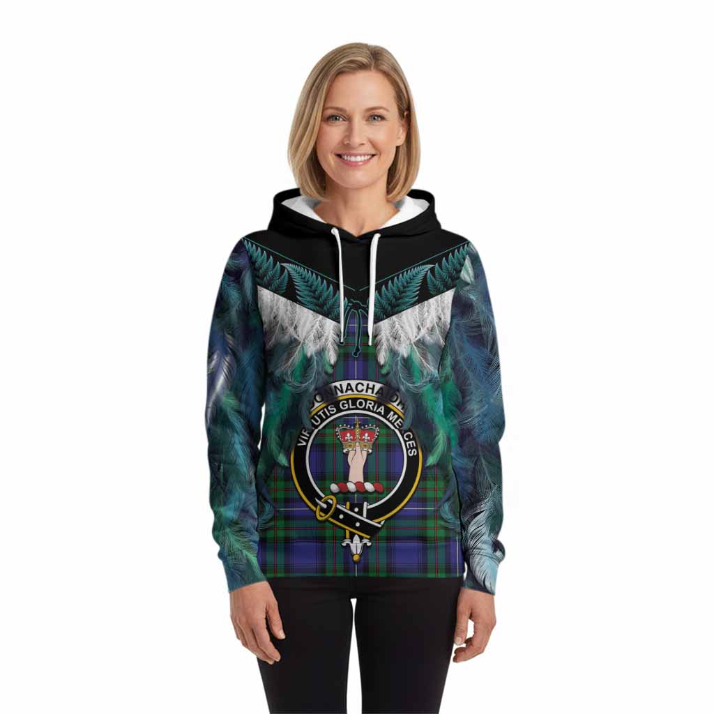 Donnachaidh Tartan Crest Hoodie New Zealand Maori Korowai Cloak
