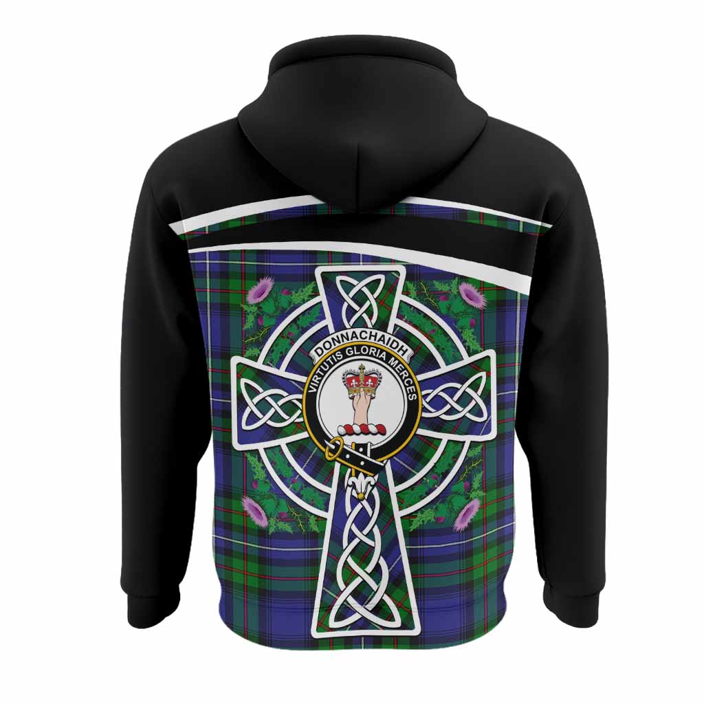 Donnachaidh Tartan Crest Hoodie Scottish Thistle Celtic Cross Alba Gu Brath