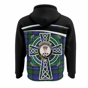 Donnachaidh Tartan Crest Hoodie Scottish Thistle Celtic Cross Alba Gu Brath