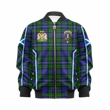 Donnachaidh Tartan Crest Kid Bomber Jacket Scotland Coat of Arm Flag Style