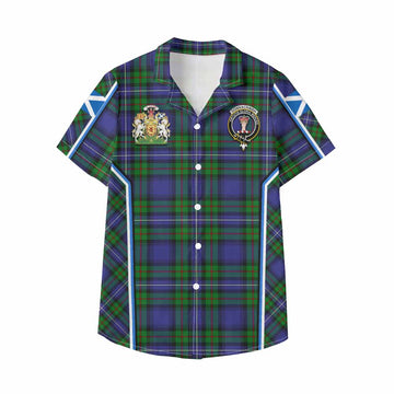 Donnachaidh Tartan Crest Kid Hawaiian Shirt Scotland Coat of Arm Flag Style - Tartan Vibes Clothing