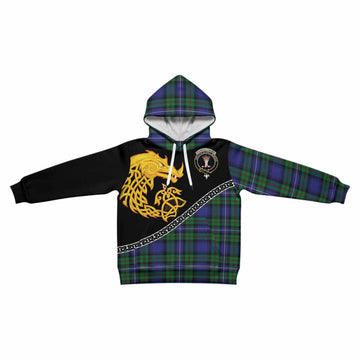 Donnachaidh Tartan Crest Kid Hoodie Legendary Dragon Knot Half Style