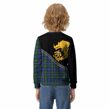 Donnachaidh Tartan Crest Kid Knitted Sweatshirt Legendary Dragon Knot Half Style
