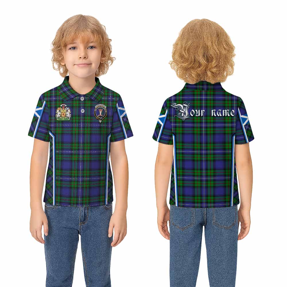 Donnachaidh Tartan Crest Kid Polo Shirt Scotland Coat of Arm Flag Style - Tartan Vibes Clothing