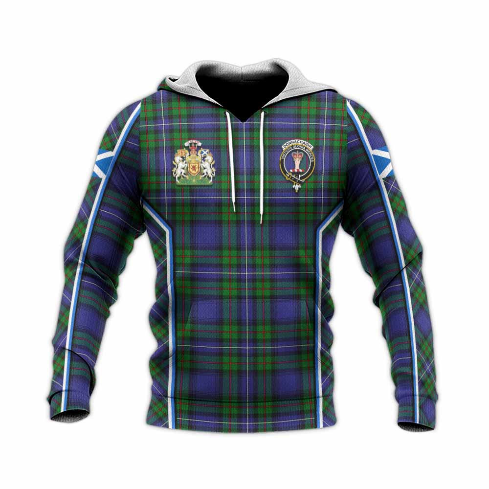 Donnachaidh Tartan Crest Knitted Hoodie Scotland Coat of Arm Flag Style - Tartan Vibes Clothing