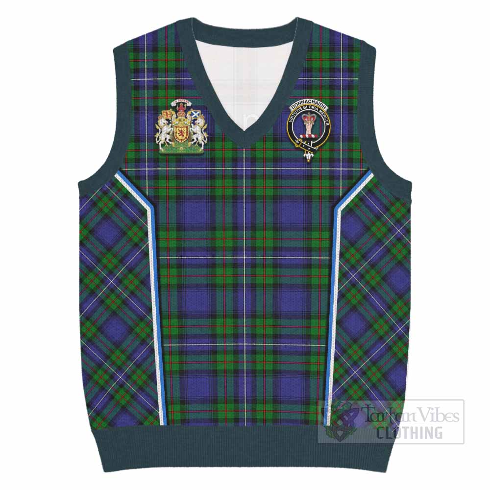 Donnachaidh Tartan Crest Knitted V-Neck Vest Scotland Coat of Arm Flag Style - Tartan Vibes Clothing
