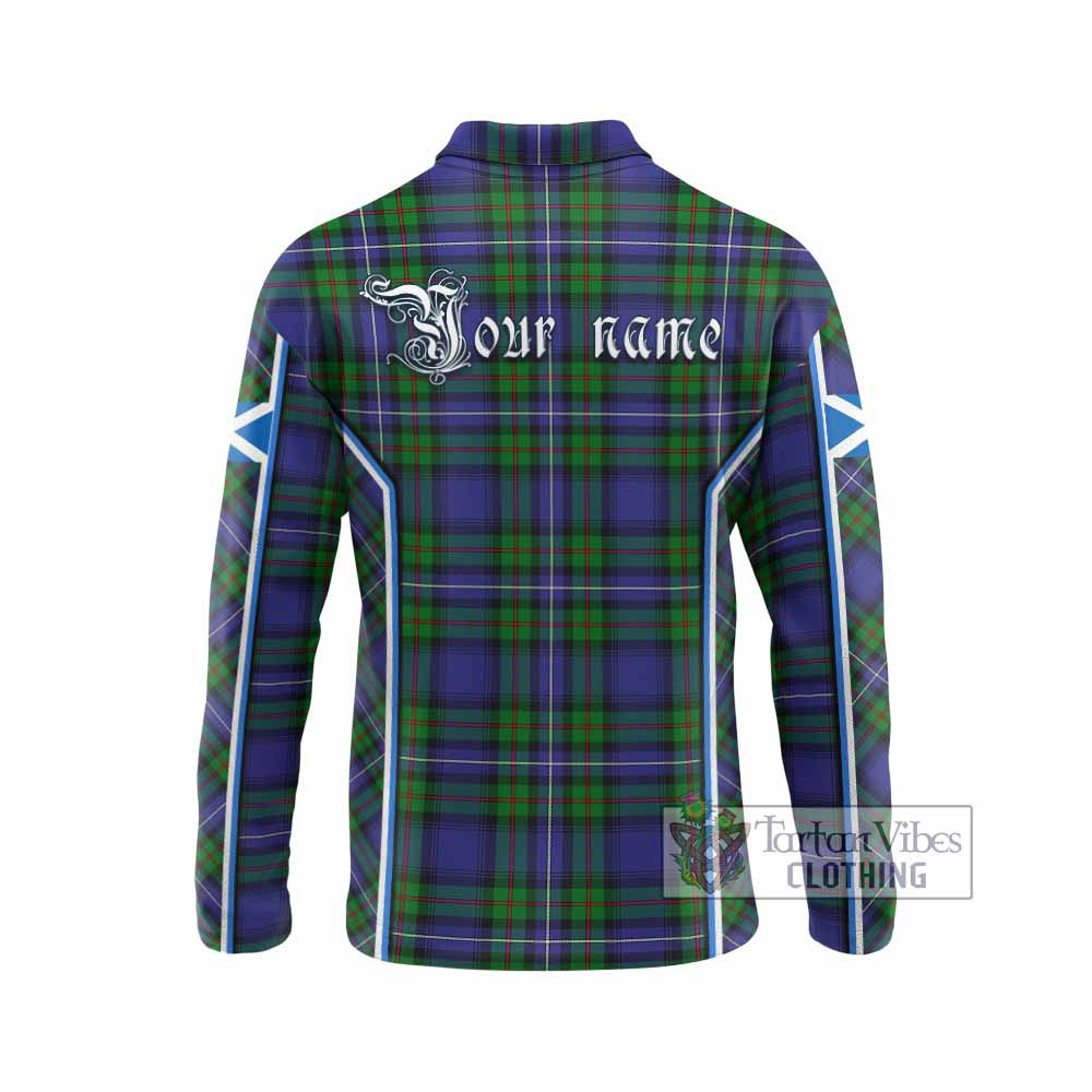 Donnachaidh Tartan Crest Long Sleeve Polo Shirt Scotland Coat of Arm Flag Style - Tartan Vibes Clothing