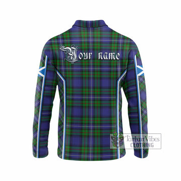 Donnachaidh Tartan Crest Long Sleeve Polo Shirt Scotland Coat of Arm Flag Style