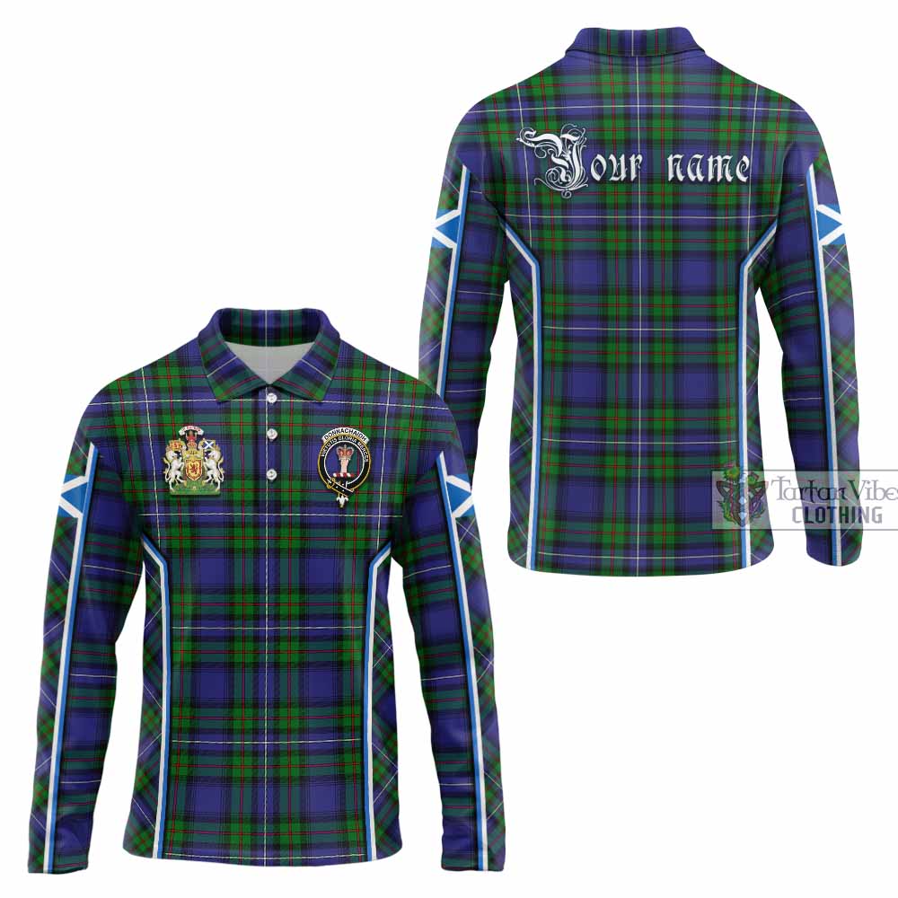 Donnachaidh Tartan Crest Long Sleeve Polo Shirt Scotland Coat of Arm Flag Style - Tartan Vibes Clothing