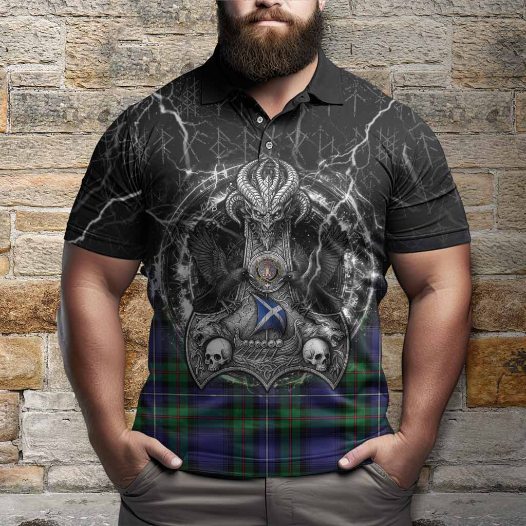Donnachaidh Tartan Crest Polo Shirt Celtic Odin's Raven Legacy