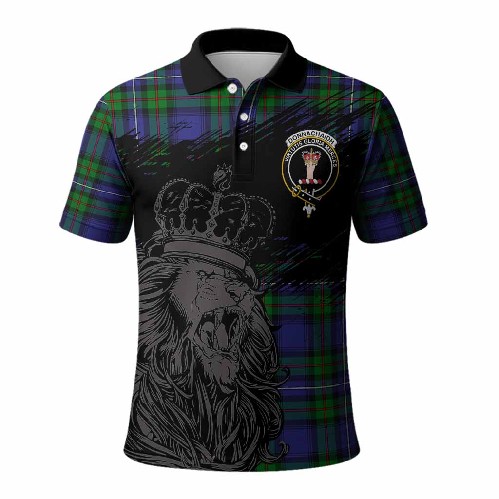 Donnachaidh Tartan Crest Polo Shirt Crowned Lion Heritage Style