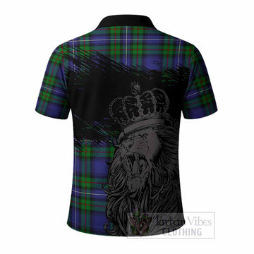 Donnachaidh Tartan Crest Polo Shirt Crowned Lion Heritage Style