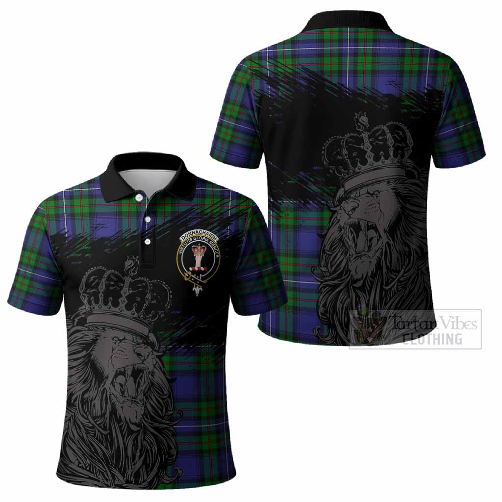 Donnachaidh Tartan Crest Polo Shirt Crowned Lion Heritage Style