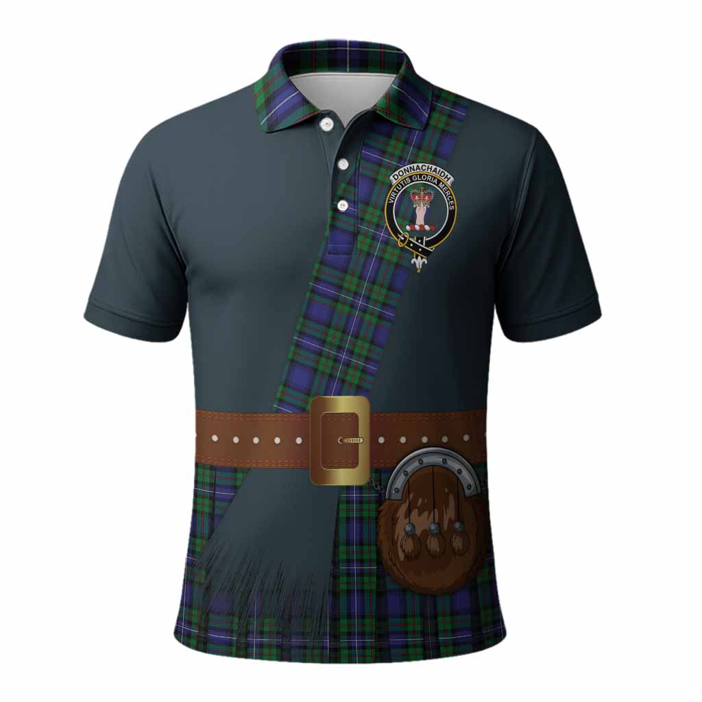 Donnachaidh Tartan Crest Polo Shirt Kilt Costume Style