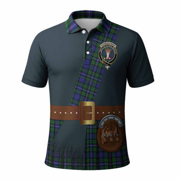 Donnachaidh Tartan Crest Polo Shirt Kilt Costume Style