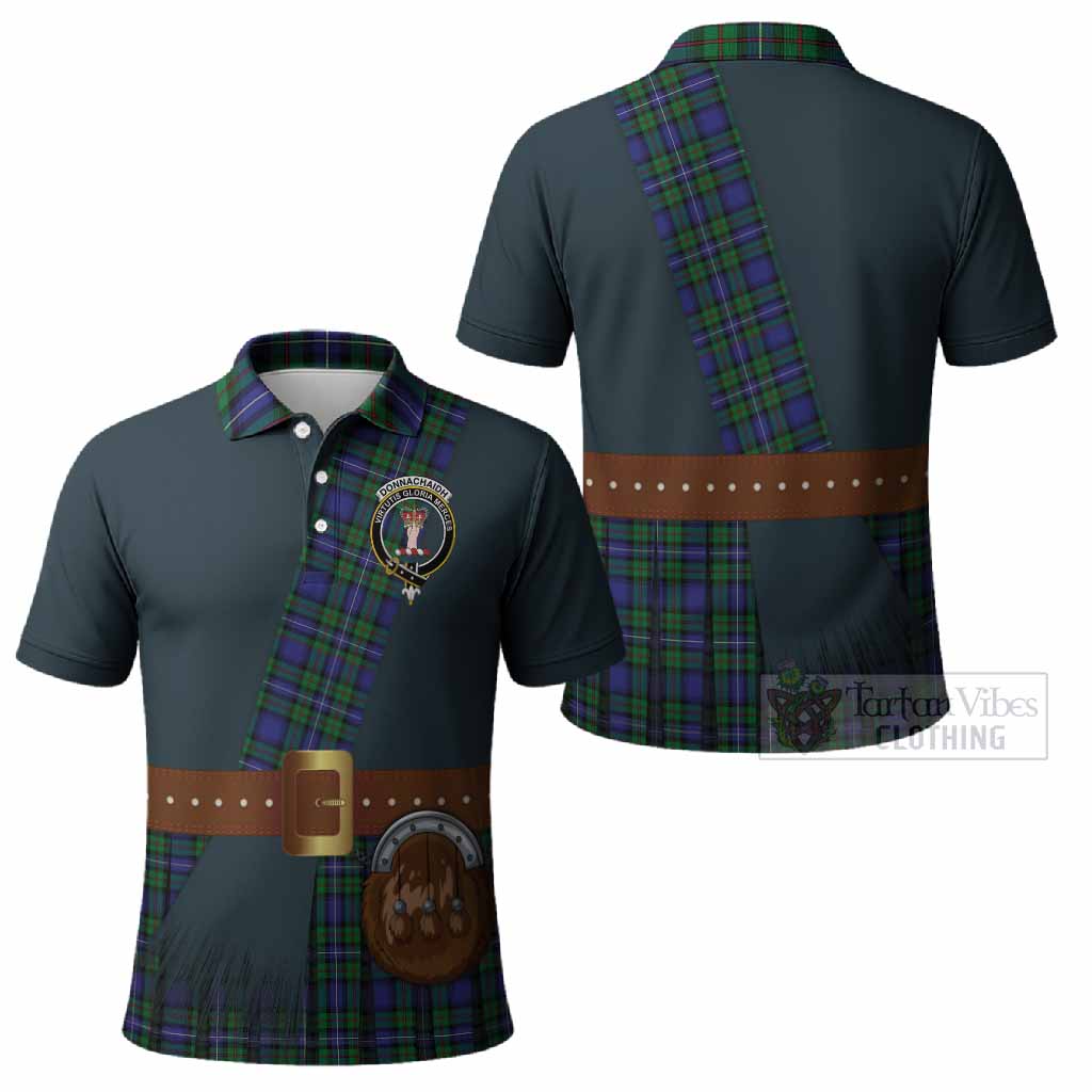 Donnachaidh Tartan Crest Polo Shirt Kilt Costume Style