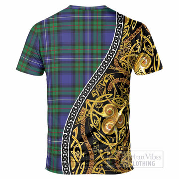 Donnachaidh Tartan Crest T-Shirt Celtic Knot and Triple Trickle Spiral Symbols