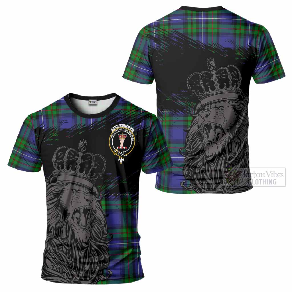 Donnachaidh Tartan Crest T-Shirt Crowned Lion Heritage Style