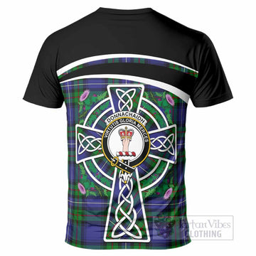 Donnachaidh Tartan Crest T-Shirt Scottish Thistle Celtic Cross Alba Gu Brath