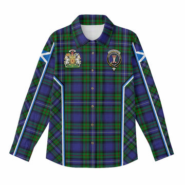 Donnachaidh Tartan Crest Women Casual Shirt Scotland Coat of Arm Flag Style - Tartan Vibes Clothing