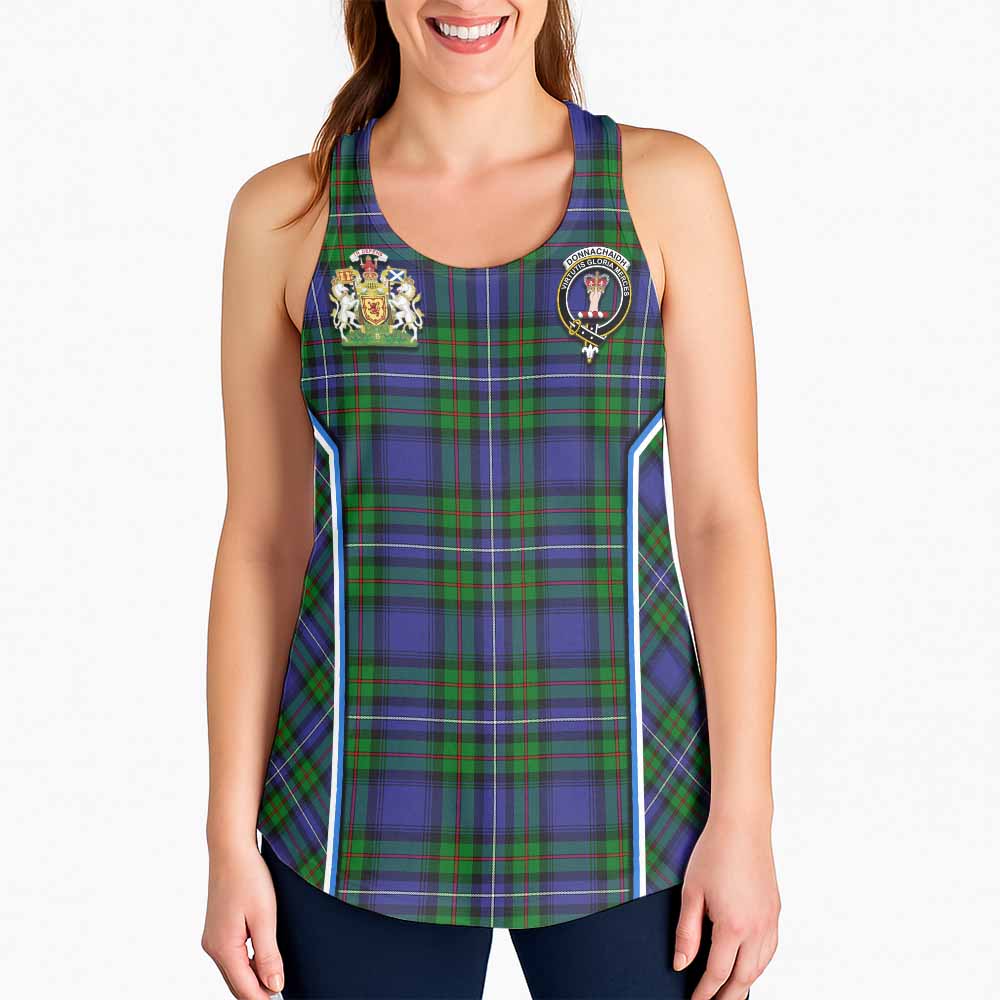 Donnachaidh Tartan Crest Women Racerback Tanks Scotland Coat of Arm Flag Style - Tartan Vibes Clothing