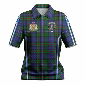 Donnachaidh Tartan Crest Women’s Polo Sweater Top Scotland Coat of Arm Flag Style