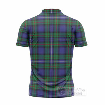 Donnachaidh Tartan Crest Zipper Polo Shirt Ferocious Lion Style