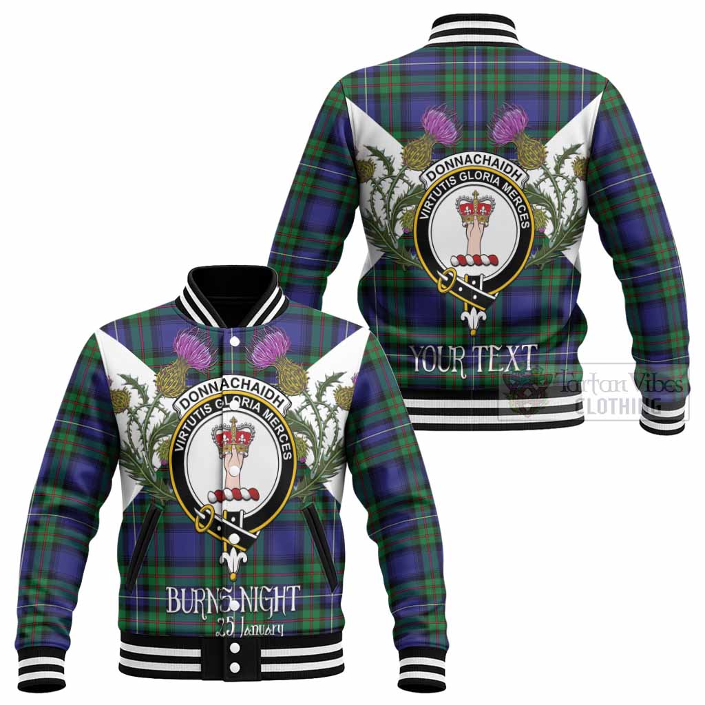 Donnachaidh Tartan Family Crest Baseball Jacket Scottish Burns Night Thistle Floral