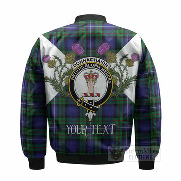 Donnachaidh Tartan Family Crest Bomber Jacket Scottish Burns Night Thistle Floral